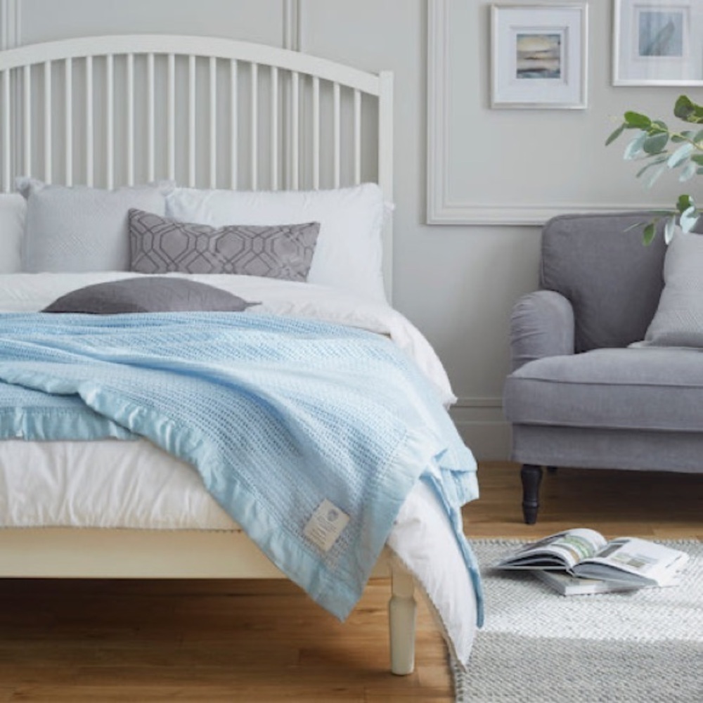 John Atkinson Alaskan Blue Cellular - Pure New Wool Lightweight Blanket